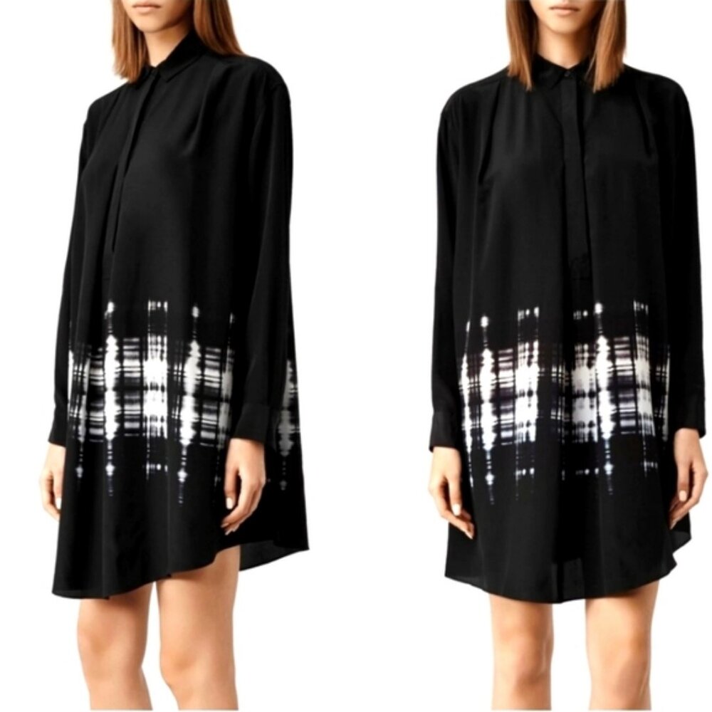 All Saints Raina Hex Tunic Dress Oversized Fit 100% Silk
